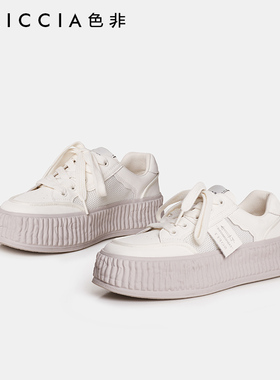 小白鞋女厚底色非春夏季网面爆款饼干面包鞋白色板鞋B512