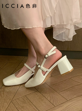 [复古]色非玛丽珍鞋女粗跟法式优雅绝美单鞋一字式高跟鞋A704