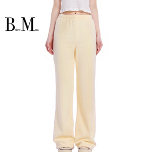毛圈显瘦阔腿裤 BM抽绳卫裤 小鸡黄色松紧弹力腰休闲直筒运动长裤