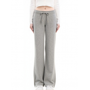 BM灰色垂感卫裤 慵懒松弛抽绳绑带显瘦显腿长宽松垂感卷边运动裤