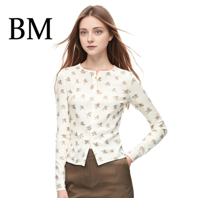 BM2025春夏新款粉碎花长袖T恤