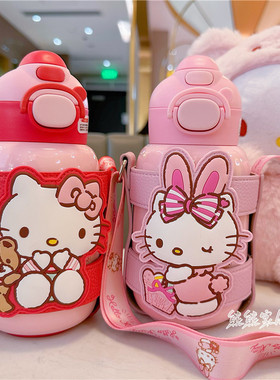 hellokitty凯蒂猫儿童吸管保温杯女孩316幼儿园学生可爱便携水壶
