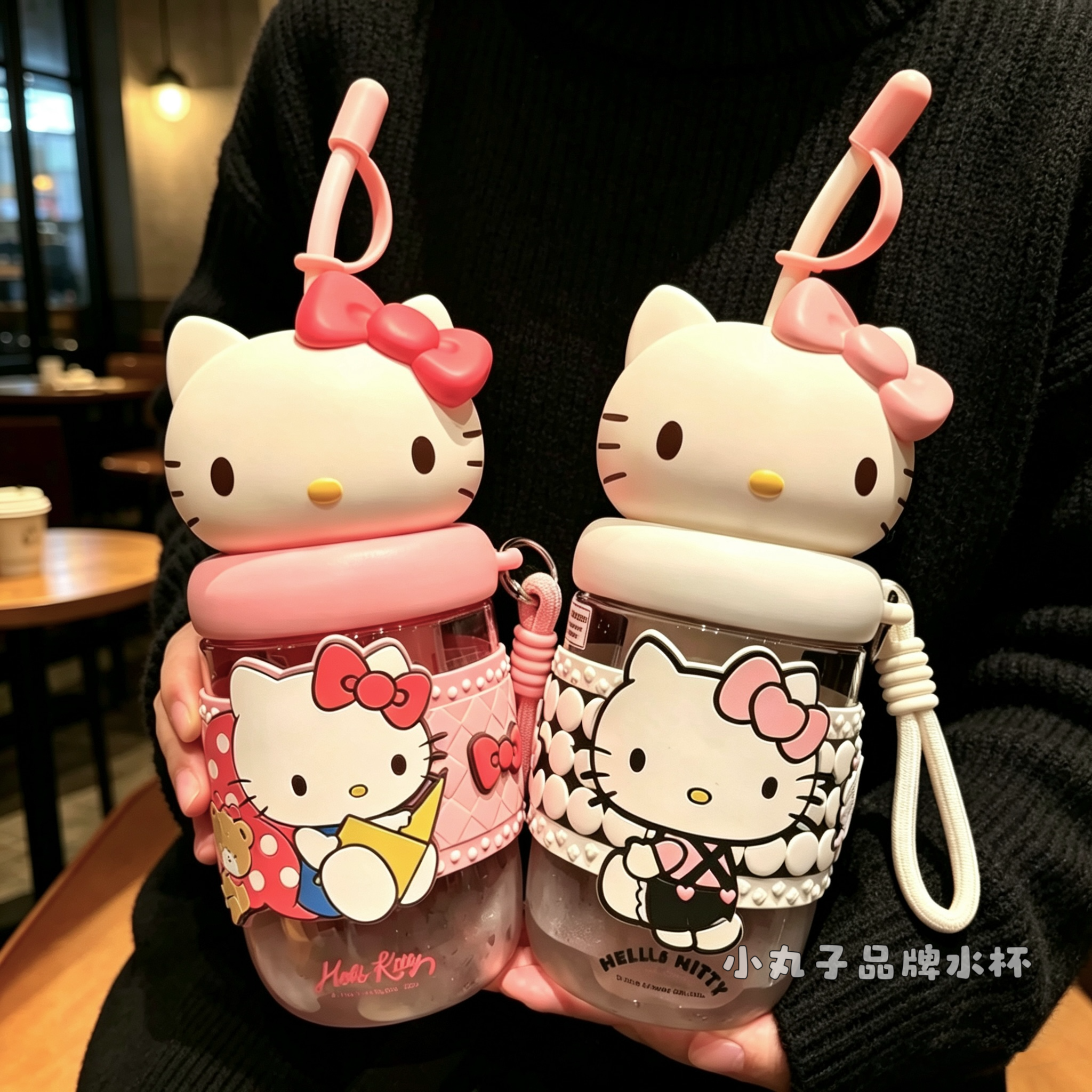 Hellokitty凯蒂猫便携吸管杯女生颜值可爱随手带茶仓便携手提杯子