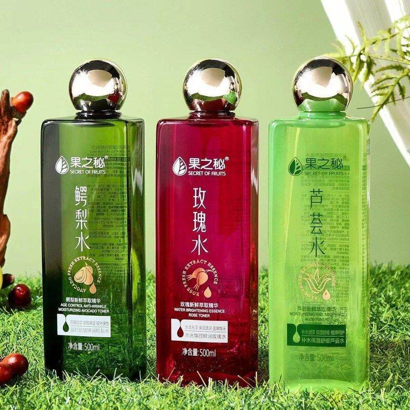 正品果之秘鲜萃精华补水舒缓芦荟玫瑰爽肤水湿敷化妆水500ml学生