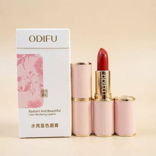 正品ODIFU奥迪芙水亮显色唇膏防水不易沾杯持久保湿口红小辣椒奶