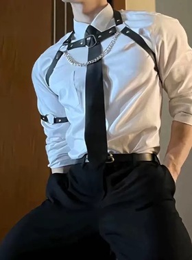 胸链性感男士背带脖带身体朋克风肩带胸带衬衣腰带配饰搭配制服
