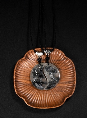 水墨龙凤扣项链男女平安扣挂件礼物高级百搭锁骨链情侣款时尚小众