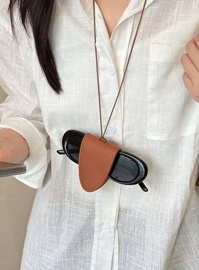 挂脖磁吸皮革墨镜夹项链女眼镜夹挂绳脖子衣服装饰挂链毛衣链配饰