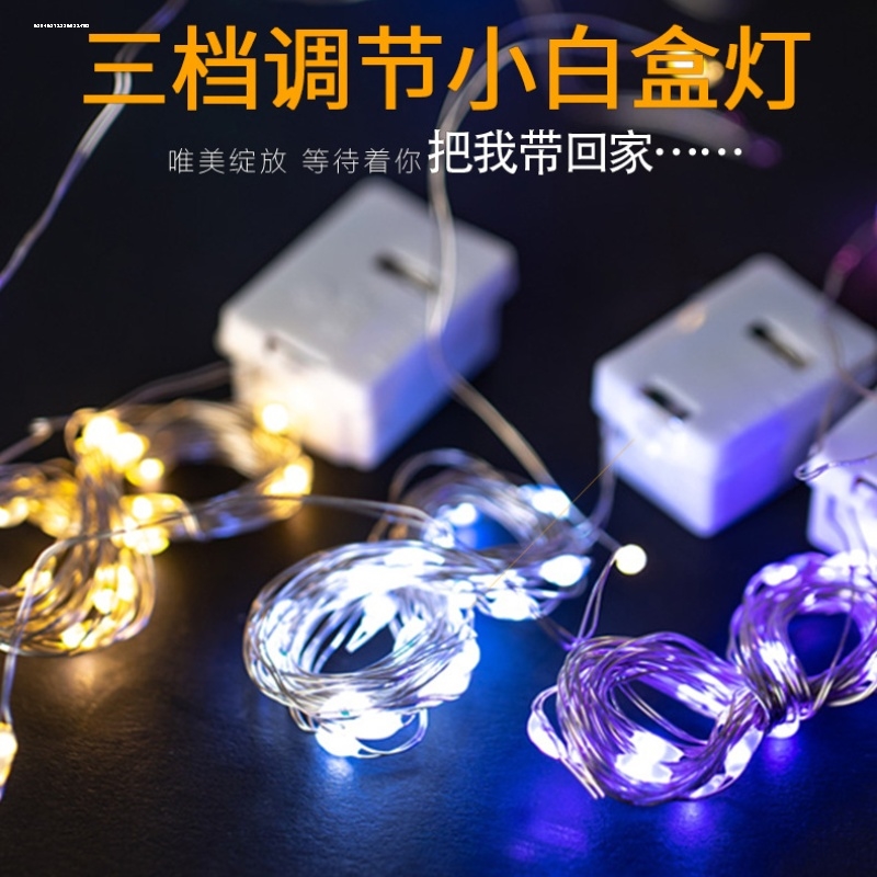 led灯串彩灯闪灯鲜花束零食装饰纽扣电池灯带铜线满天星氛围灯