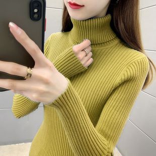 高领毛衣女秋冬新款2025洋气修身紧身内搭黑色针织打底衫女冬