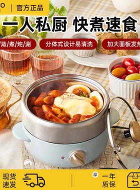 BRUNO小电煮锅电火锅多功能烤肉蒸锅304不锈钢一人食企鹅锅烹饪机