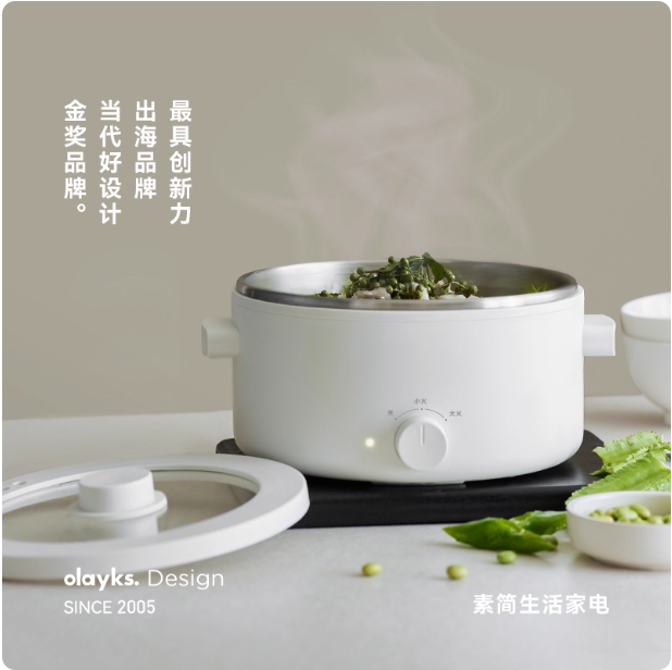 olayks立时不锈钢电火锅一人食电煮锅家用多功能宿舍学生小型