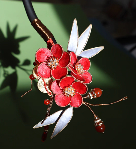 非遗掐丝日常汉服发簪竹簪纯手工制作精致梅花送礼物发饰