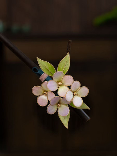 非遗掐丝绒花日常汉服发簪竹簪纯手工制作精致绣球花送礼物发饰