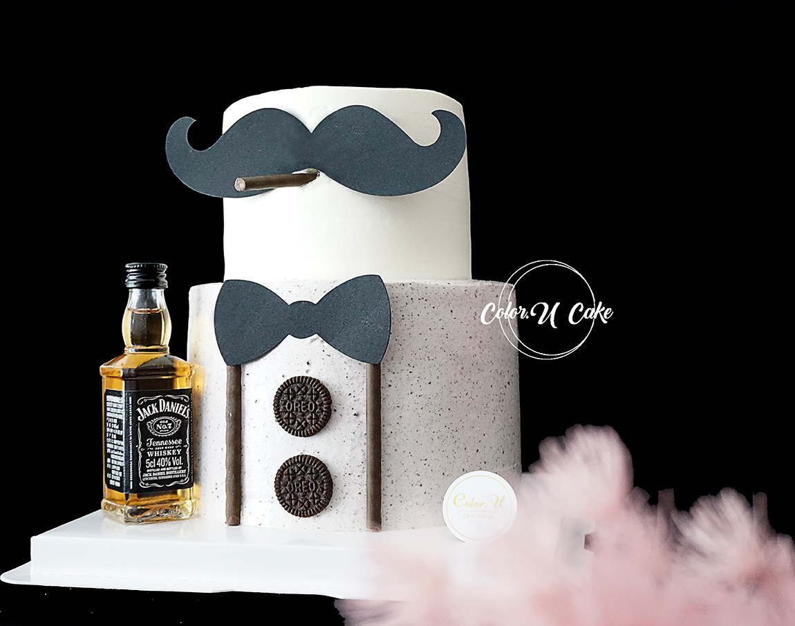 绅士创意趣味小双层男士生日蛋糕爸爸老公长辈杭州上海动物奶油