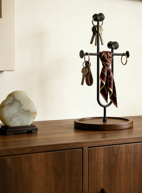 实木玄关桌面钥匙置物架进门收纳摆件托盘首饰悬挂展示眼镜放置架