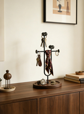 实木入户钥匙挂架创意悬挂收纳架进门口桌面装饰置物玄关钥匙挂架