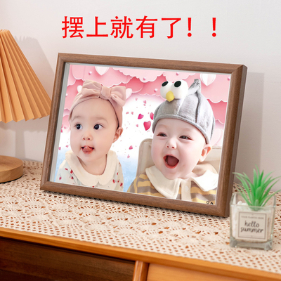 年画娃娃送子图宝宝画报摆件备孕男女龙凤胎相框求子金童玉女助孕