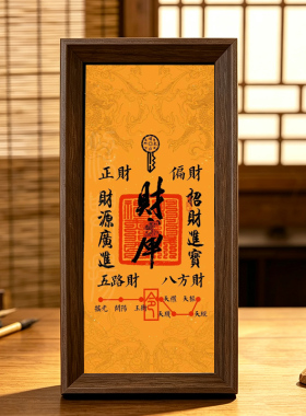 财库挂画招财进宝做生财位摆台意老板办公室茶室客厅背景墙装饰画