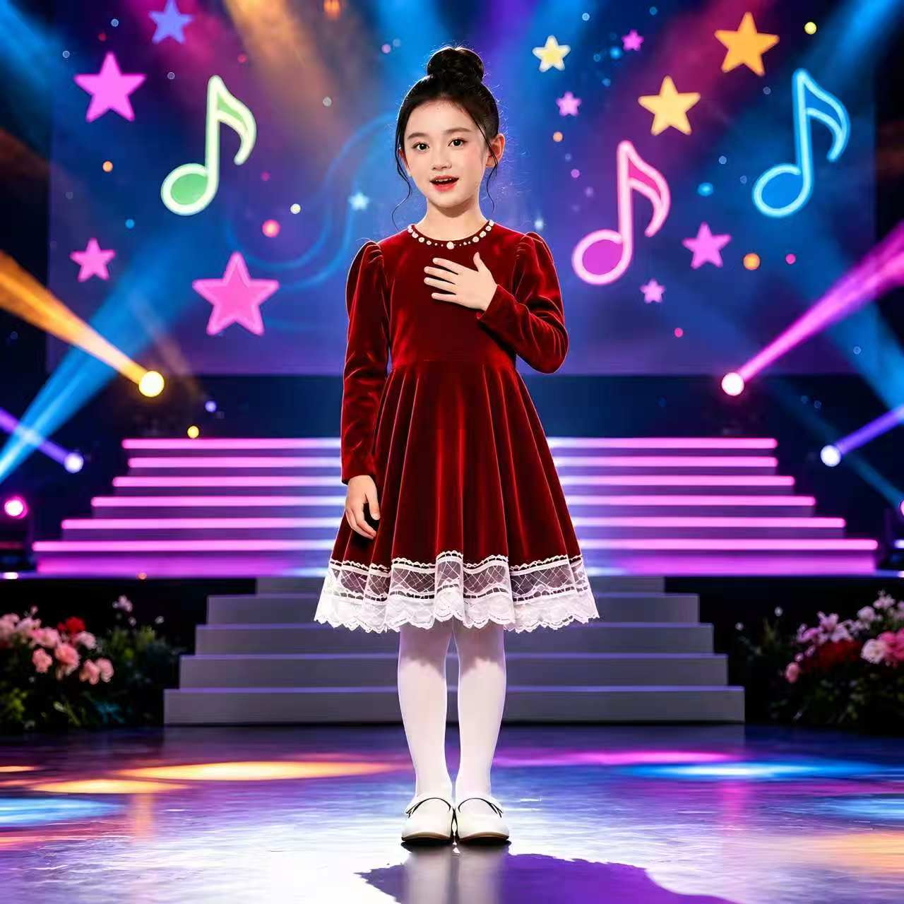 元旦儿童合唱演出服高中小学生朗诵儿童合唱团礼服团体表演服服装
