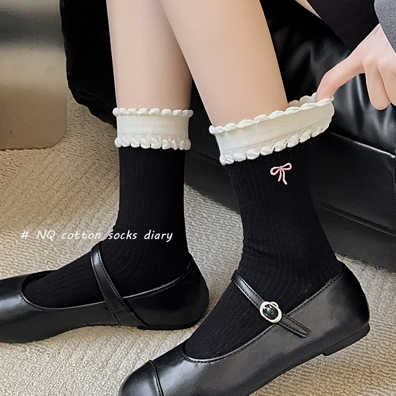 迭思防臭女棉爱心中筒袜3双