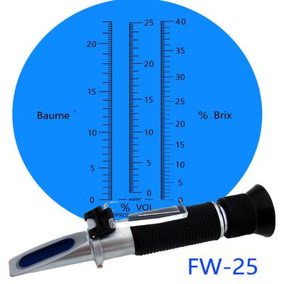 FW-25三合一葡萄酒折射仪糖度brix0-40酒精alcohol0-25波美度0-20