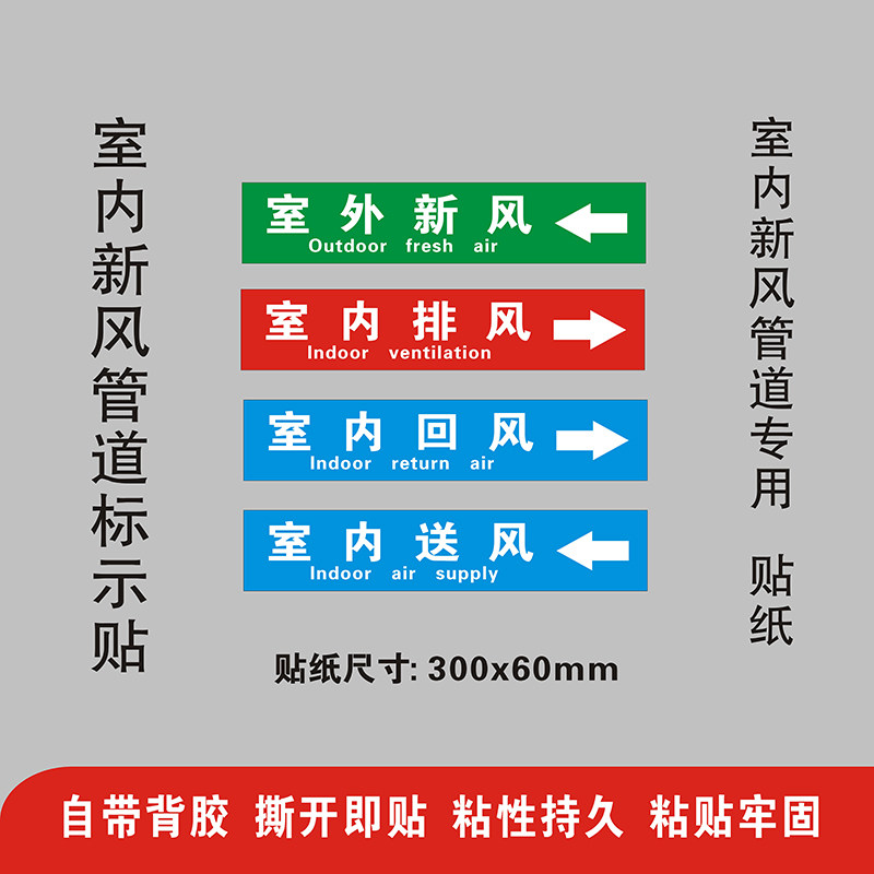 新风出回风管道贴纸通用定做标签
