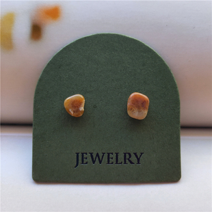 菊花玉化石耳钉女小巧珊瑚玉耳饰招财米黄色碎石低调小众配饰