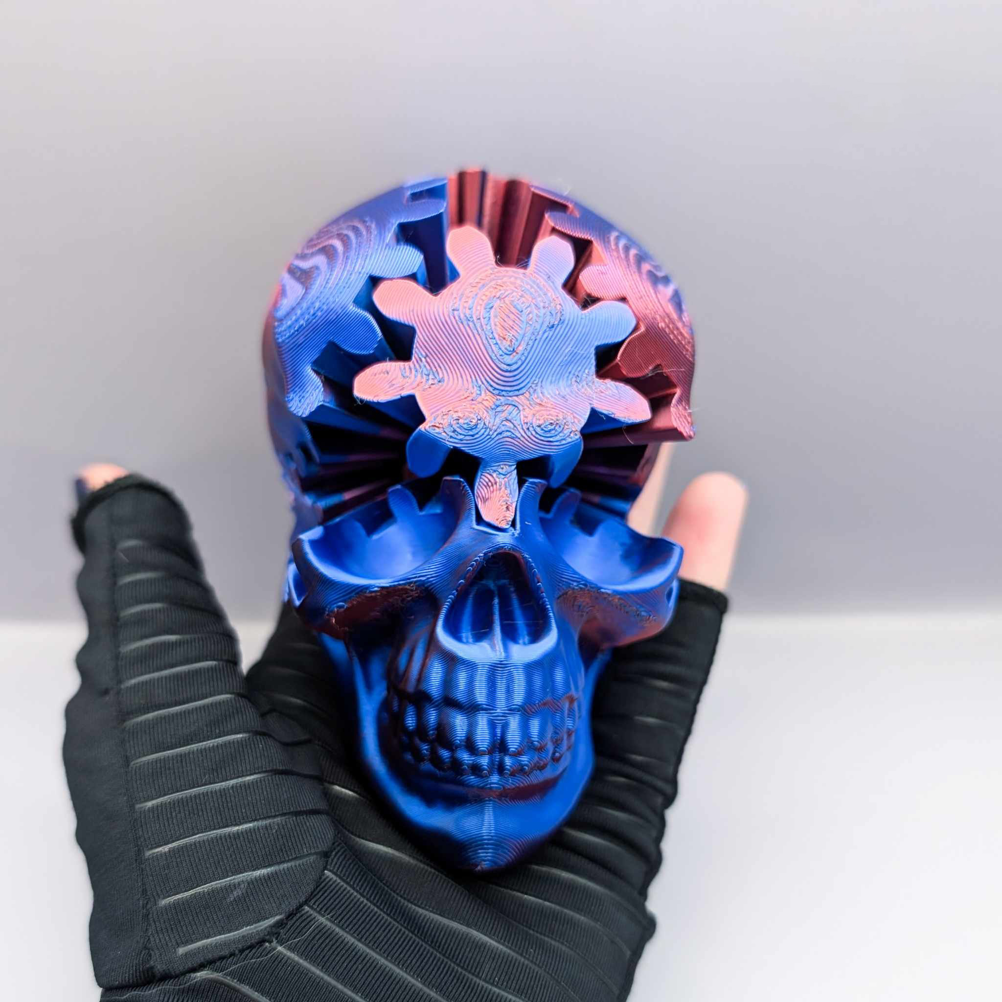 3d打印旋转骷髅头齿轮解压玩具