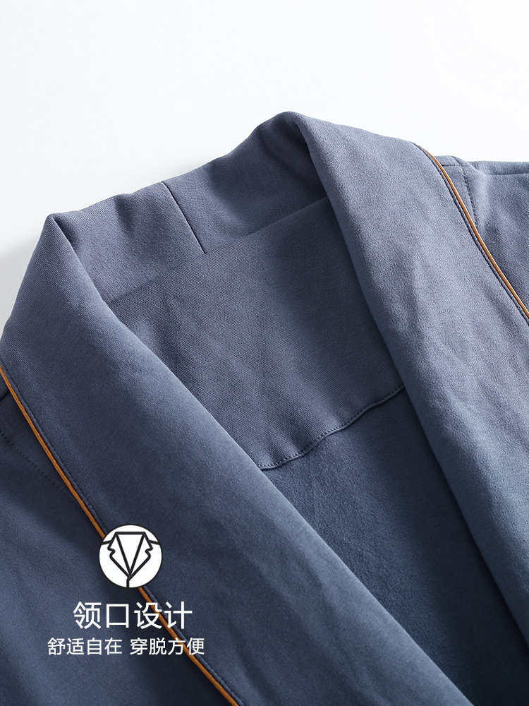 LANGSHA 2023 새로운 봄 가을 모달 남성 잠옷 긴팔 대형 단색 중간 길이 목욕 가운 잠옷