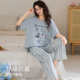 26年新款 女士纯棉睡衣宽松可外穿抑菌短袖 长裤 浪莎夏季 家居服套装
