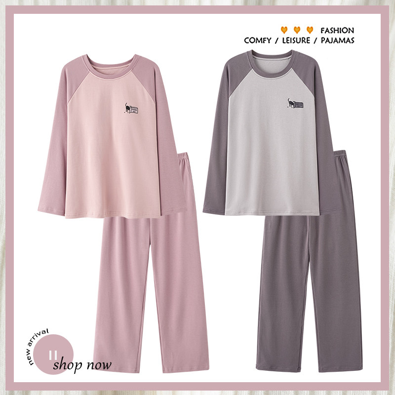 浪莎带胸垫情侣睡衣2025新款春秋季纯棉圆领长袖休闲可外穿家居服,女士内衣/男士内衣/家居服,睡衣/家居服套装,淘宝优惠券,粉丝福利购,淘宝优惠卷