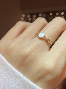 玫瑰金S925银男士闭口贝壳戒指