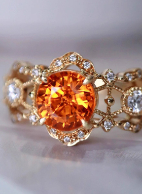 s925银法式复古小众女戒指