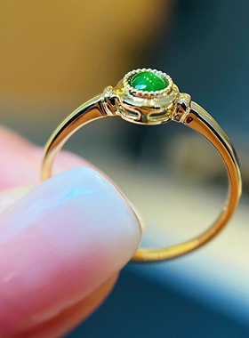 S925纯银祖母绿戒指复古百搭