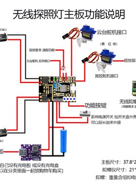 无线/有线探照灯模块蓝牙无人机 DIY改射灯LED驱动陀螺仪云台跟随