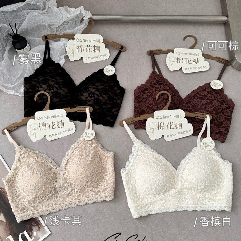 黛美芮森色系TF5903棉花糖法式羽毛纱固定一体杯聚拢收副乳美背女图片