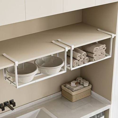 多功能置物架盆架卫生间脸盆架浴室免打孔壁挂式盆架柜下脸盆架