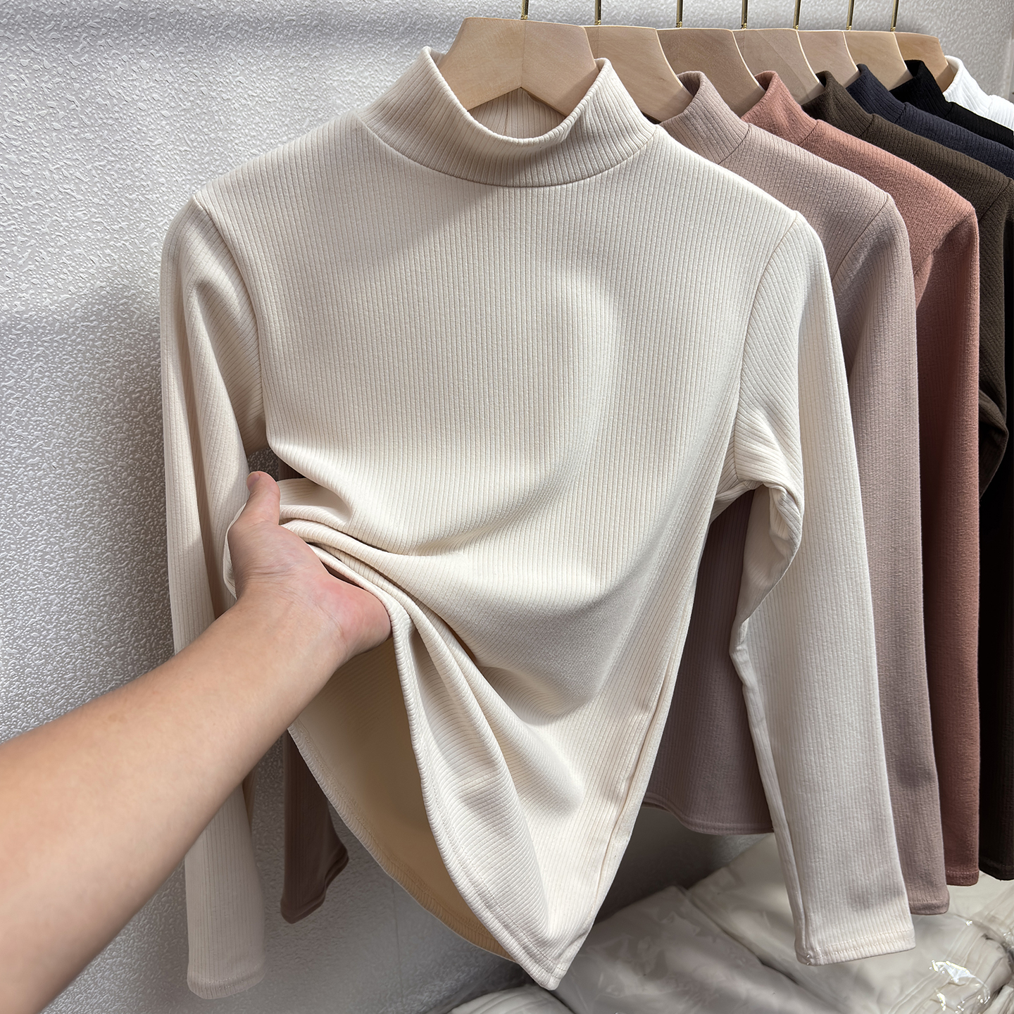 法式打底衫女新款秋冬半高领上衣