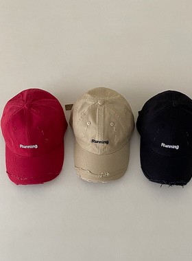 儿童鸭舌帽春夏季刺绣runing宝宝帽子小孩棒球帽男童女童遮阳防晒