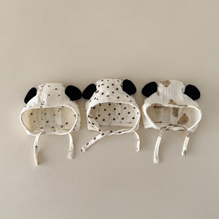 婴儿包脸帽可爱小耳朵防风护耳宝宝帽子小月龄护囟门胎帽0-3个月6