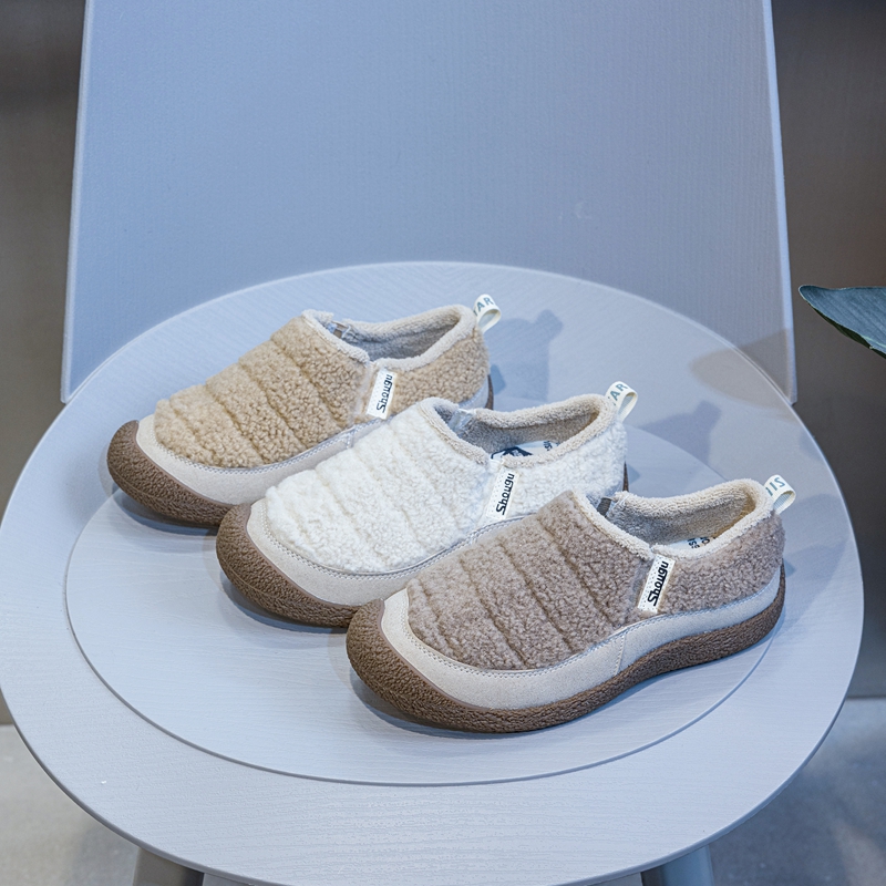 真皮软底保暖加绒毛毛鞋勃肯棉鞋女2025冬季新款一脚蹬懒人休闲鞋