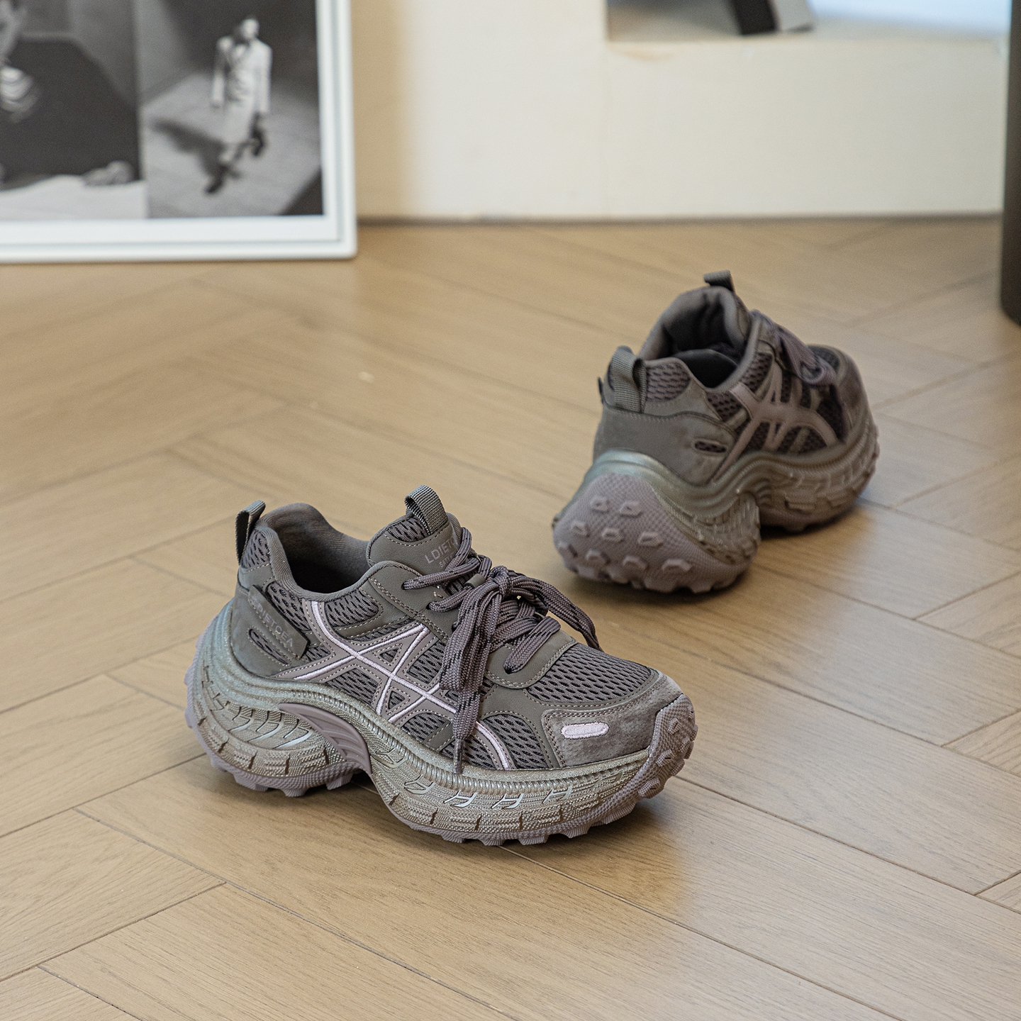 爆款厚底真皮老爹鞋女鞋轻便增高