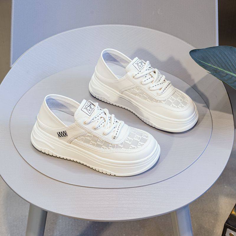 小白鞋女鞋网面厚底运动鞋2025夏季新款百搭厚底圆头透气休闲板鞋,女鞋,时尚休闲鞋,淘宝优惠券,粉丝福利购,淘宝优惠卷