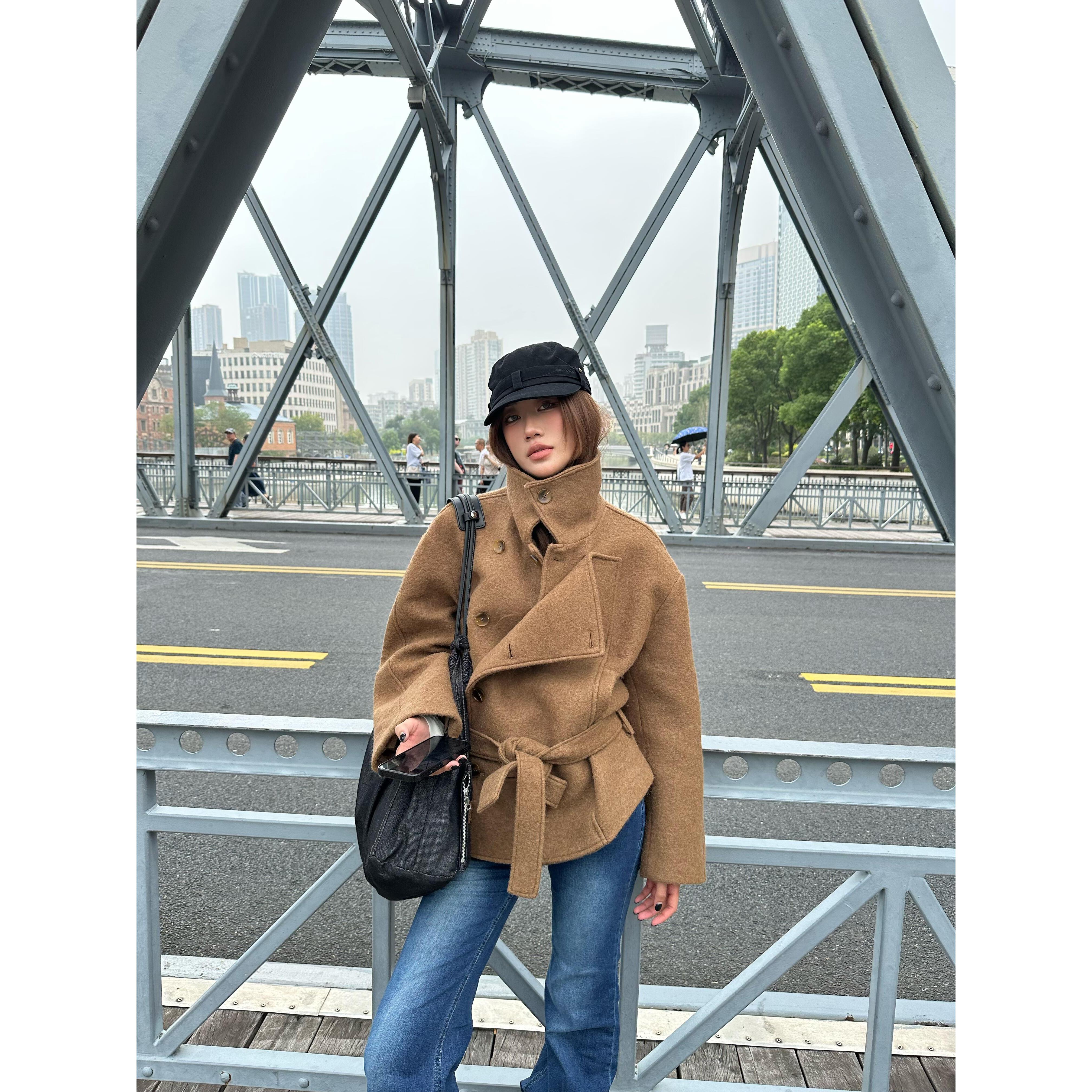 气质呢子大衣女2025秋新款毛呢外套小个子赫本风高级感韩系正流行