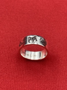 人像宠物头像定制做纯银戒指纪念礼物肖像猫咪狗狗相片刻字纪念品