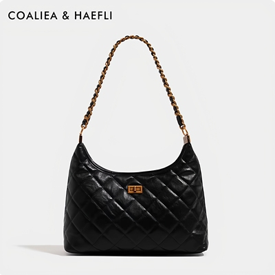 高级感菱格链条大容量腋下包