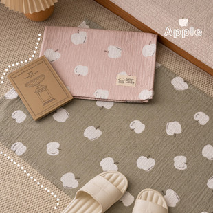 小苹果纯棉地巾浴室地垫吸水卫生间卧室垫子沙发脚垫家用入户地垫