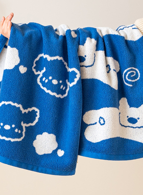 可爱蓝色小狗毛巾2025新款家用纯棉毛巾高级感洗脸毛巾男女成人