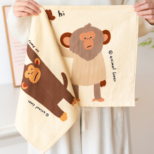 举手猴方巾挂式高颜值超强吸水擦手帕可爱厨房擦手毛巾卫生间专用